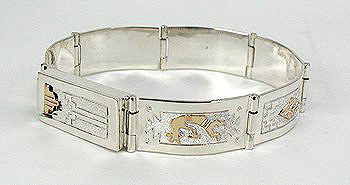 Hand made Native American Indian Jewelry; Navajo Sterling Silver link bracelet