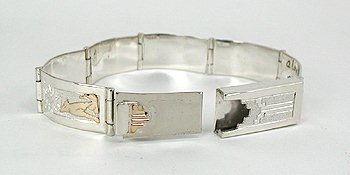 Hand made Native American Indian Jewelry; Navajo Sterling Silver link bracelet
