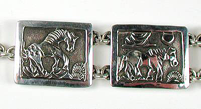 Hand made Native American Indian Jewelry; Navajo Sterling Silver link bracelet