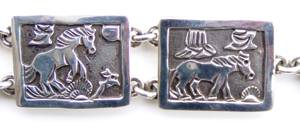 Hand made Native American Indian Jewelry; Navajo Sterling Silver link bracelet
