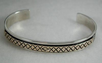 Hand made Native American Indian Jewelry; Navajo Sterling Silver Navajo bracelet