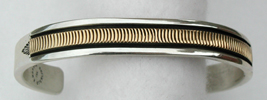 Hand made Native American Indian Jewelry; Navajo Sterling Silver feather bracelet