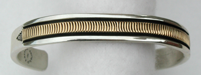 Hand made Native American Indian Jewelry; Navajo Sterling Silver Navajo bracelet