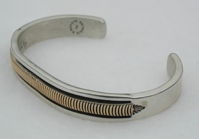 Hand made Native American Indian Jewelry; Navajo Sterling Silver Navajo bracelet
