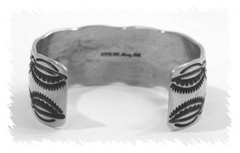 Hand made Native American Indian Jewelry; Navajo Sterling Silver Navajo bracelet