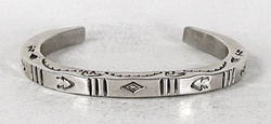 Authentic Native American Stamped Sterling Silver Bracelet by Navajo silversmith Julia Smith