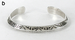 Authentic Native American Sterling Silver Stamped cuff bracelet by Navajo silversmith Wylie Secatero