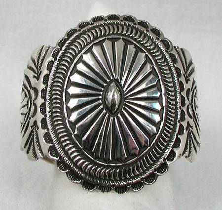 Hand made Native American Indian Jewelry; Navajo Sterling Silver Navajo bracelet