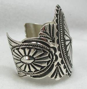 Hand made Native American Indian Jewelry; Navajo Sterling Silver Navajo bracelet