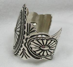 Hand made Native American Indian Jewelry; Navajo Sterling Silver Navajo bracelet