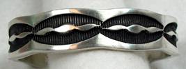 Hand made Native American Indian Jewelry; Navajo Sterling Silver scallop bracelet