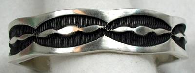 Hand made Native American Indian Jewelry; Navajo Sterling Silver Navajo bracelet