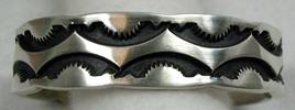 Hand made Native American Indian Jewelry; Navajo Sterling Silver scallop bracelet