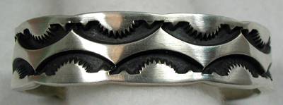 Hand made Native American Indian Jewelry; Navajo Sterling Silver Navajo bracelet