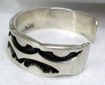 Hand made Native American Indian Jewelry; Navajo Sterling Silver Navajo bracelet