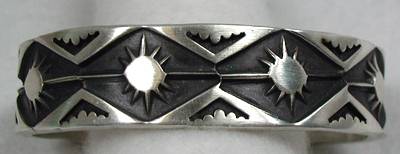 Hand made Native American Indian Jewelry; Navajo Sterling Silver Navajo bracelet
