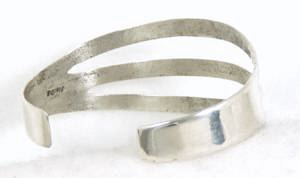 Hand made Native American Indian Jewelry; Navajo Sterling Silver sandcast bracelet