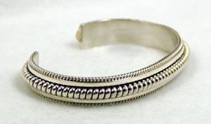 Hand made Native American Indian Jewelry; Navajo Sterling Silver Navajo bracelet