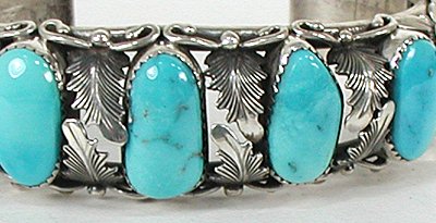 Authentic Native American Navajo Sterling Silver turquoise bracelet by Navajo Peterson Johnson
