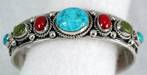 Hand made Native American Indian Jewelry; Navajo Sterling Silver bracelet