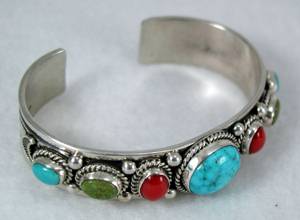 Hand made Native American Indian Jewelry; Navajo Sterling Silver horse bracelet