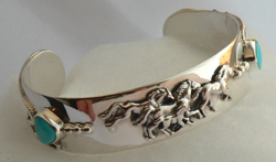 Hand made Native American Indian Jewelry; Navajo Sterling Silver horse bracelet