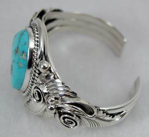 Hand made Native American Indian Jewelry; Navajo Sterling Silver and Turquoise  bracelet