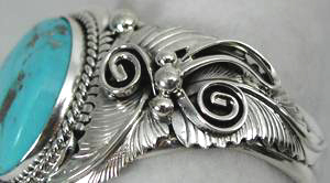 Hand made Native American Indian Jewelry; Navajo Sterling Silver and Turquoise  bracelet