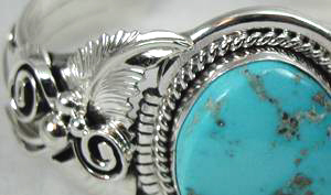 Hand made Native American Indian Jewelry; Navajo Sterling Silver and Turquoise  bracelet