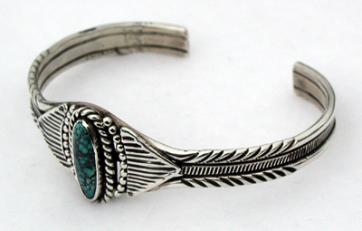 Hand made Native American Indian Jewelry; Navajo Sterling Silver and Turquoise  bracelet