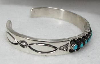 Hand made Native American Indian Jewelry; Navajo Sterling Silver and Turquoise  bracelet