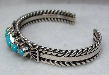 Hand made Native American Indian Jewelry; Navajo Sterling Silver and Turquoise  bracelet