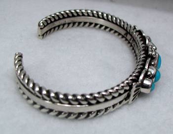 Hand made Native American Indian Jewelry; Navajo Sterling Silver and Turquoise  bracelet