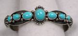 Navajo Turquoise and Sterling Silver Running Horses Bracelet