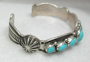 Hand made Native American Indian Jewelry; Navajo Sterling Silver and Turquoise  bracelet