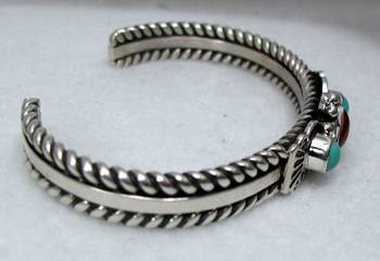 Hand made Native American Indian Jewelry; Navajo Sterling Silver and Turquoise  bracelet