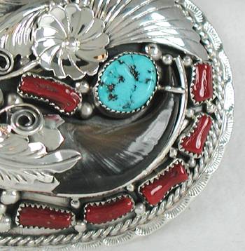 Navajo Sterling Silver Turquoise belt buckle by Ben Begaye