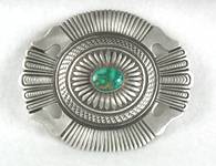 Martinez Navajo Sterling Silver Turquoise Belt Buckle