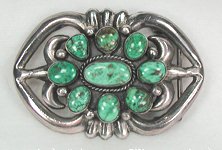 Begay Navajo Sterling Silver Turquoise Belt Buckle