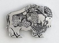 Navajo Sterling Silver Buffalo Belt Buckle
