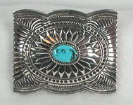 Begay Navajo Sterling Silver Turquoise Belt Buckle