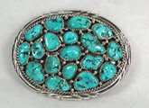 Begay Navajo Sterling Silver Turquoise Belt Buckle