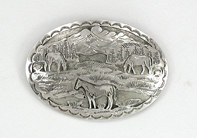 Navajo Sterling Silver Horse belt buckle