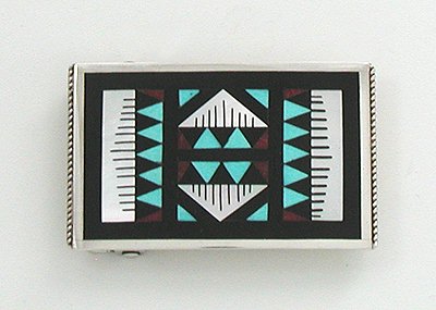 Zuni Sterling Silver Stone Inlay belt buckle