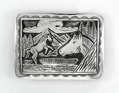 Navajo Sterling Silver Horse belt buckle