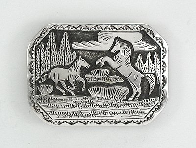 Navajo Sterling Silver Horse belt buckle
