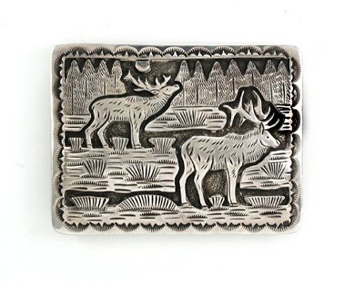 Navajo Sterling Silver Elk belt buckle