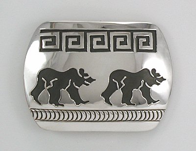 Navajo Sterling silver walking bear belt buckle