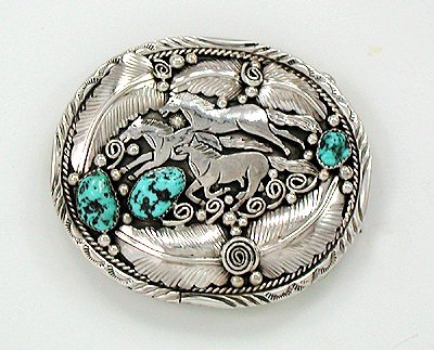 Navajo Sterling Silver Horse belt buckle