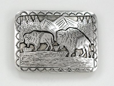 Navajo Sterling Silver Buffalo belt buckle